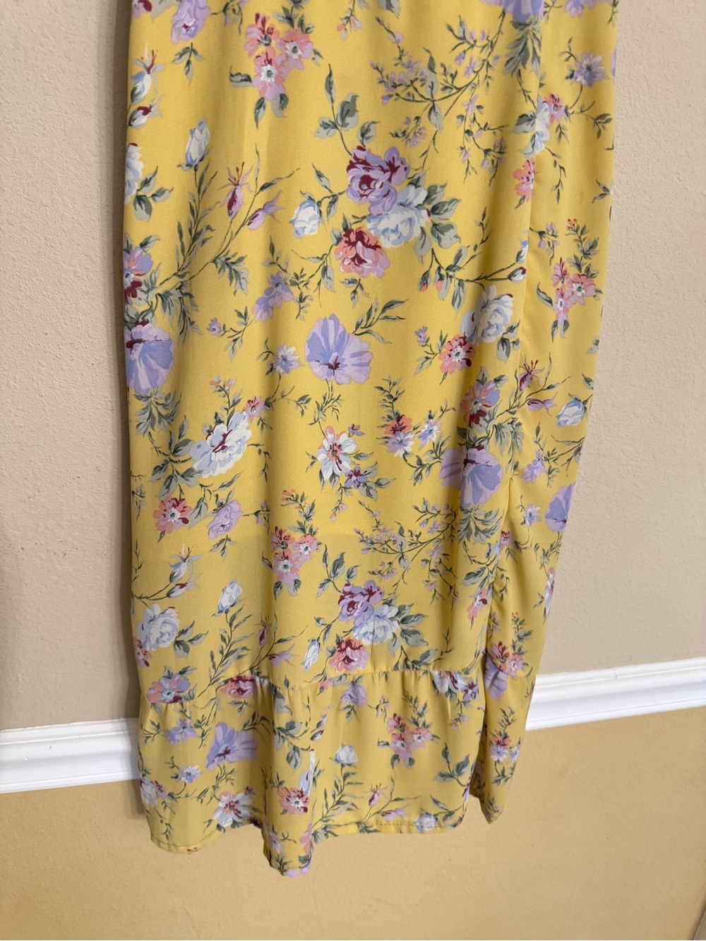Abercrombie & Fitch Y2K Sun Dress Yellow Floral Prairie Cottage Size S Chiffon - Picture 6 of 15